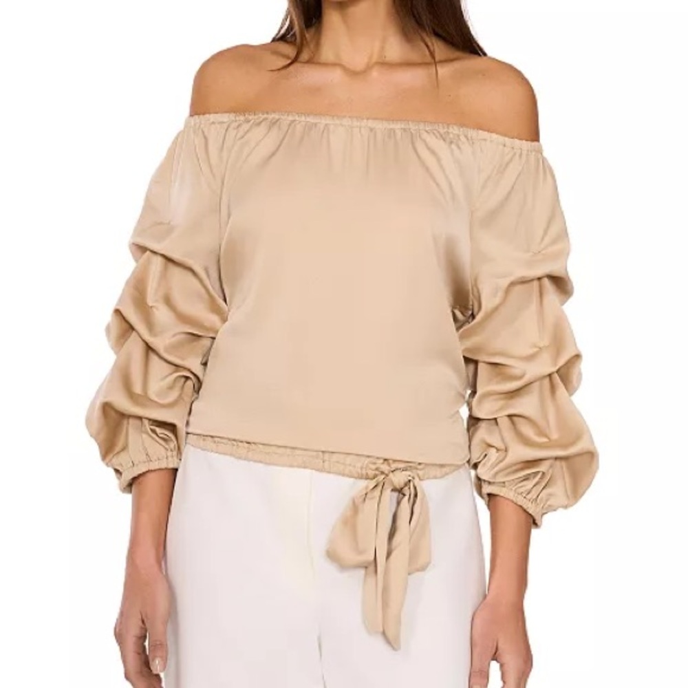 Vince Camuto Off-Shoulder Beige Blouse